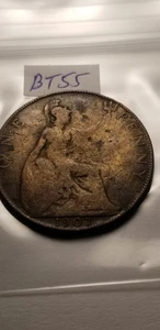 Great Britain 1907 One Penny Coin Idbbt19. - Picture 1 of 2