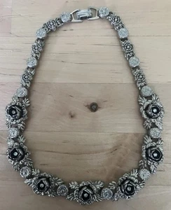 Vintage MCM Kohlrose Halsband Halskette mit Strass Atemberaubend 14,5" Lang - Bild 1 von 7