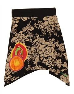 DESIGUAL Womens Asymmetrical Skirt XL W36 Black Floral Cotton BR03 - Picture 1 of 4