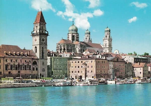 Alte Postkarte - Passau - Donaupartie mit Rathaus und Dom - Picture 1 of 1