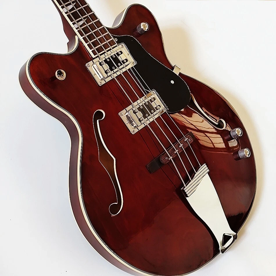 Electric Bass 4 String Brown Glossy Two Pickups Black Pickguard Good quality - Image 1 of 1