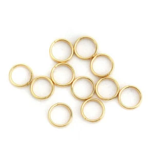 30 Stainless Steel Double Split Jump Rings Findings Round Gold Plated 7mm(2/8") - Picture 1 of 3