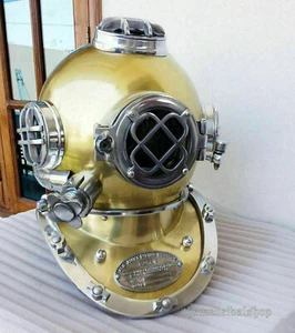 Brass Antique Finish U.S Navy Mark V Scuba Diving Helmet Maritime Nautical Gift - Picture 1 of 4