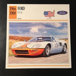 Ford GT 40 1964-1969 Spec Sheet Info Card - Imagen 1 de 2