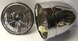 NEW 5-3/4 INCH ADJURE FLAME HB54010 MOTORCYCLE HEADLIGHT/HEADLAMP BLACK DOT LAMP - Picture 1 of 10