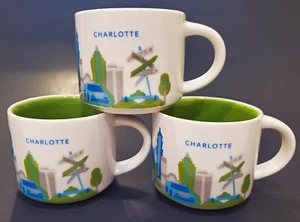 Set of 3 Starbucks 2017 Cappuccino CHARLOTTE You Are Here Collection 2oz Mugs - Picture 1 of 8