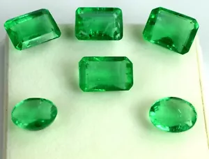 US Verkäufer 45 Karat 6 Stück Russische Grün Smaragd Edelstein Menge Mix Cut AGI - Bild 1 von 4