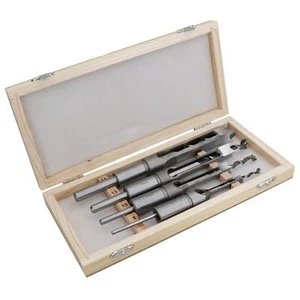 4pc Mortice Drill Tool Set 6,10,13 & 16mm Chisels In Wood Box Woodworking TE665 - Picture 1 of 6