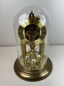 NICE WORKING ELGIN GRANVILLE E49 BRASS GLASS 400 DAY ANNIVERSARY DOME CLOCK - Picture 1 of 24