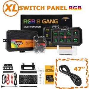 AUXBEAM XL 8 Gang Switch Panel RGB ON-OFF Control Box + 47" Extension Wiring - Picture 1 of 12