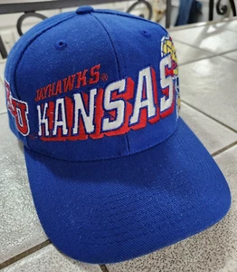 Vintage Sports Specialties Kansas Jayhawks Blue Laser Grid Snapback Hat NCAA - Picture 1 of 13