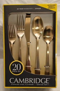 Cambridge Byram Champagne Satin 20-Piece Flatware Set(Service for 4) Convenient - Picture 1 of 2