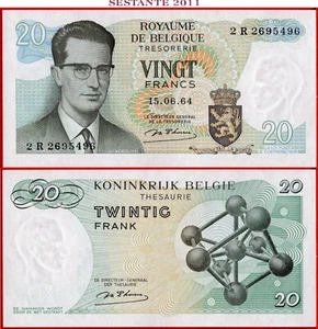 BELGIUM 20 FRANCS 1964 Sign 18 D'HAEZE P 138 (1) UNC free shipping from 100$ - Picture 1 of 3