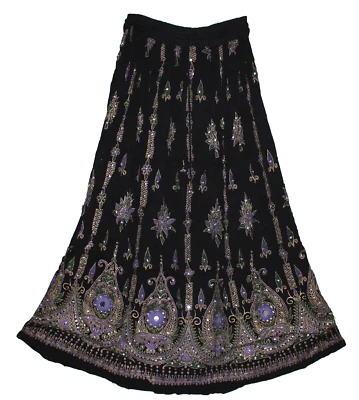 Maxi falda floral boho talla grande 3X/4X/5X/6X lentejuelas étnicas indias para mujer Foto 1 de 4