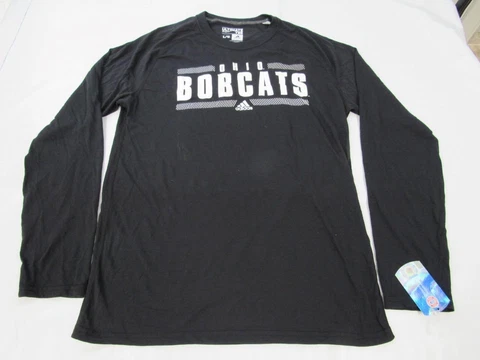 New Ohio University Bobcats Mens Size L Adidas Climalite Black LongSleeved Shirt Cover