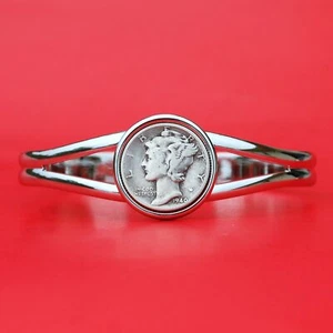 USA 1916 ~ 1945 Mercury Dime 90% Silber 10 Cent Münze versilbert Armreif Armband - Bild 1 von 35