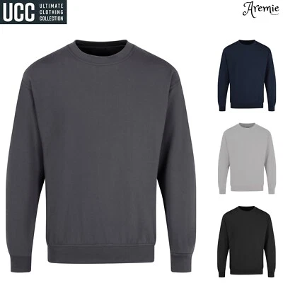 Sudadera para Hombres Lisa Cuello Redondo Pullover Jersey Sudadera Top Peso Medio 260gsm Foto 1 de 4