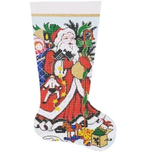 Needlepoint Handpainted Lee Christmas Stocking Kris Kringle 23" - Picture 1 of 1