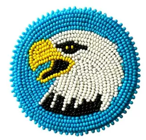 NEW HANDMADE BALD EAGLE BEADED CRAFT APPLIQUES ROSETTE R58/16 - Picture 1 of 2