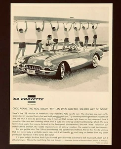 1959 Chevrolet Corvette Werbung zweifarbig Cabrio am Strand Vintage Print AD - Bild 1 von 1