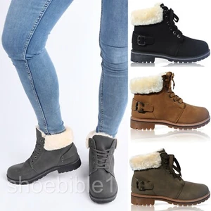 BOTÍN MUJER CUELLO CON CORDONES FORRADO DE PIEL INVIERNO NIEVE CÁLIDO DAMAS TALLA 3-8 - Imagen 1 de 19