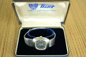 OROLOGIO VINTAGE TISSOT SEASTAR QUADRANTE TV BLU INOX BRACCIALE ORIGINALE - Foto 1 di 12