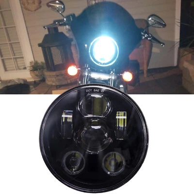 摩托车 LED 车头灯 5.75 英寸 适用于 Harley Davidson Dyna FXD Sportster H4 — 第 1/4 张图片