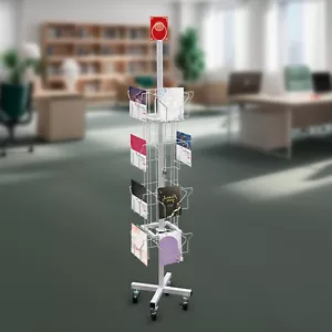 4-Tier 16-Pocket Greeting Card Rack with 360?? Rotation and Wheels - Picture 1 of 16