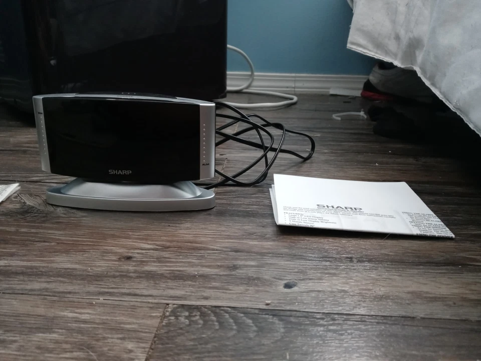 Sharp LED Digital Alarm Clock, Swivel Base, Silver Case, Red Display, SPC033 - Image 1 of 4