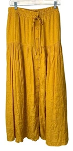 Maeve by Anthropologie Stufen Maxi Rock Senfgelb Boho Damen Größe L - Bild 1 von 7