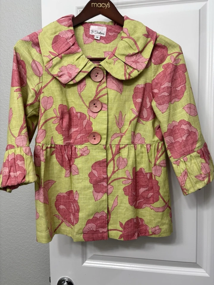 Chaqueta de lino floral para mujer (M) talla 10/12 Foto 1 de 4