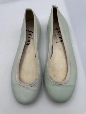 FS/NY Green Leather White Trim Ballet Flats Shoes Women Sz 6 - Image 1 of 4