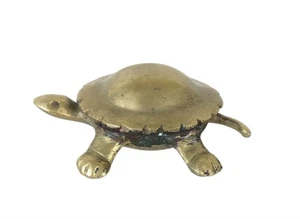 Vintage massive Messing Schildkröte Tortiose Figur Statue Tier Briefbeschwerer 4 Unzen 3,5 Zoll - Bild 1 von 10