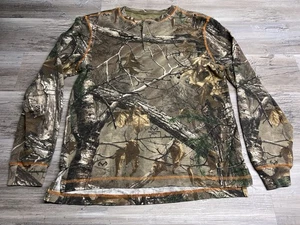 Vintage Real Tree Camo Henley Long Sleeve Shirt Size Medium Y2K Waffle Thermal - Picture 1 of 6