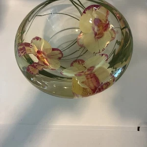 Emilio Robba Flower Bowl Yellow And Pink Orchids In Bowl - Picture 1 of 7