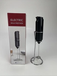 Electric Milk Frother Handheld with Stainless Steel Stand Battery Operated Whisk - Picture 1 of 6