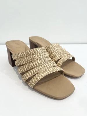 Sandalia para mujer Eric Javits tejida de rafia con múltiples correas tacón bloque NUEVA talla 8,5 Foto 1 de 4