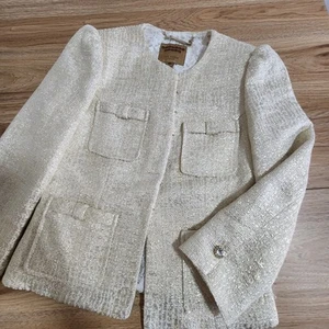 Ted Baker Working Title Gold Metallic Blazer Sz 1 - Picture 1 of 11