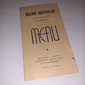 Menú restaurante Hilltop Cataratas del Niágara, Canadá Plaza Hotel años 50 - Imagen 1 de 4