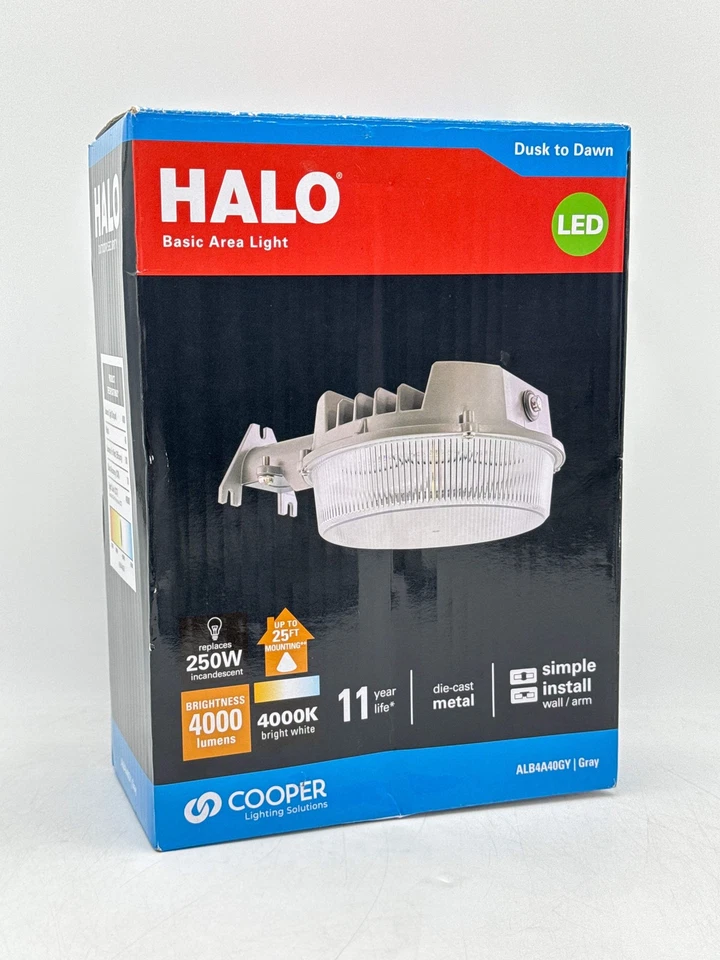 Halo ALB4A40GY Gray Dusk to Dawn LED Basic Area Light Fixture 4000 Lm. 924