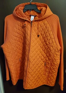 Denim & Company Steppjacke mit Pulloverärmeln, durchgehendem Reißverschluss und Kapuze Gr. 2X - Bild 1 von 3