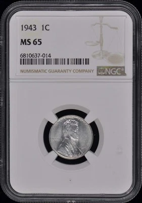 1943 3pc PDS Set Wheat Reverse Lincoln Steel Cent 1C NGC MS65 - Image 1 of 3