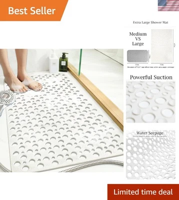 Durable 47" x 31" Non-Slip Bath Mat with Suction Cups - Safe for Elderly - Изображение 1 из 4