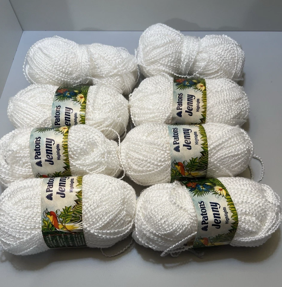 Hilo Patons JENNY LIGHTS BLANCO 6048 mezcla acrílico/nylon 50gr ea. Juego de 8 Foto 1 de 4