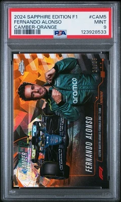 2024 Topps Chrome F1 Sapphire Camber #CAM5 Fernando Alonso Orange #/25 PSA 9 - Image 1 of 2