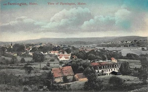 FARMINGTON, ME Bird's Eye View Maine Hand-Colored c1900s UDB Vintage Postcard - Picture 1 of 2