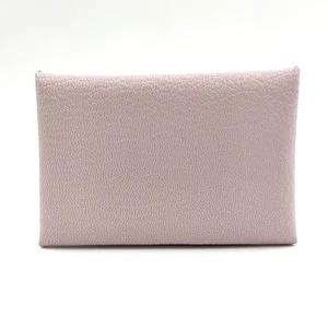 Estuche para tarjetas con sello HERMES Calvi Chevre B cuero rosa púrpura - Imagen 1 de 11