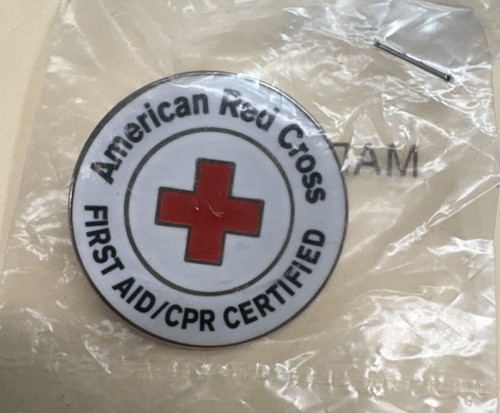 American Red Cross First Aid CPR Certified Enamel Lapel Pin Badge NOS ...
