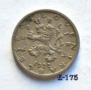 1922 Czechoslovakia 50 Haleru Copper Nickel (E175) FREE SHIPPING - Picture 1 of 2