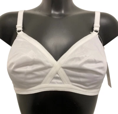 White Soft Cup Bra 38A Wirefree No padding plain bra smooth cups crossover front - Image 1 of 4